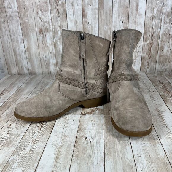 Teva Suede Ankle Boots with Braided Detail Casual Comfort Flat Boots Size 7.5 - Picture 5 of 8